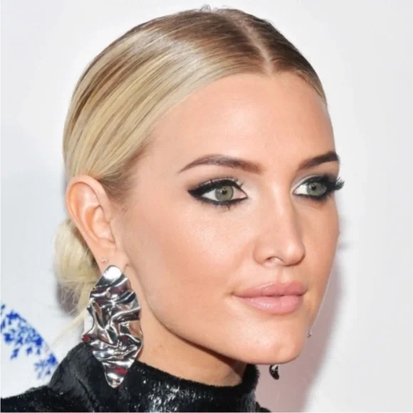 Alexis Bittar 💖Crumpled Rhodium Metal Dangle Large Drop Earrings Silver Tone💖 - Picture 4 of 14